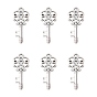 Tibetan Style Pendants, Skeleton Key Pendants, Lead Free and Cadmium Free, Antique Silver, 33mm long, 14mm wide, 2mm thick, hole: 2mm