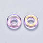 Perles de verre peintes par pulvérisation transparent, avec de la poudre de paillettes, anneau