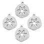 Brass Charms, Flat Round with Snowflake, Nickel Free