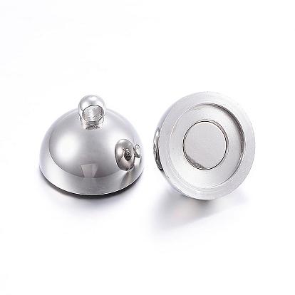 304 Stainless Steel Magnetic Clasps with Loops, Round