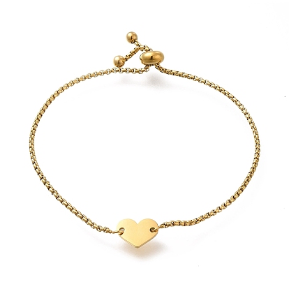 304 bracelets coulissants en chaîne vénitienne en acier inoxydable, bracelets à maillons vierges en forme de coeur pour femmes