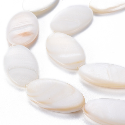 Cuentas de concha de perla natural hebras, oval