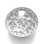 304 Stainless Steel Charms, Textured, Laser Cut, Flat Round