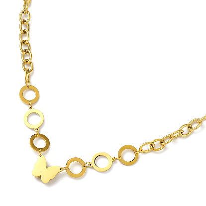 Bague en strass cristal avec collier pendentif papillon, placage ionique (ip) 304 bijoux en acier inoxydable pour femmes