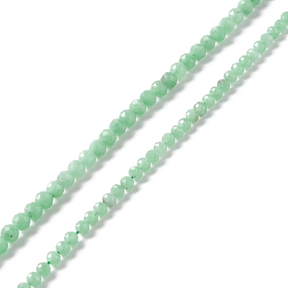Brins de perles de verre naturel, facette, ronde, vert printanier