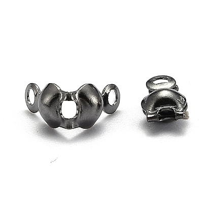 Iron Bead Tips, Cadmium Free & Lead Free, Calotte Ends, Clamshell Knot Cover, Iron End Caps, Open Clamshell, 7.5x4mm, Hole: 1mm, Inner Diameter: 3mm