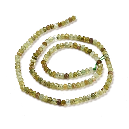 Natural Green Garnet Beads Strands, Faceted, Rondelle