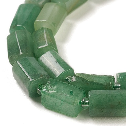 Natural Green Aventurine Beads Strands, with Seed Beads, Faceted, Column