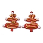 Spray Painted Alloy Pendants, with ABS Plastic Imitation Pearl Beads, Christmas Tree