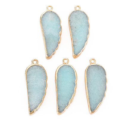 Natural & Synthetic Stone Pendants, with Light Gold Plated Iron Findings, Wing