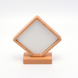 MDF Board Heat Transfer Blanks Photo Frame, with Bamboo Outside Frame, for Heat Press, Rhombus