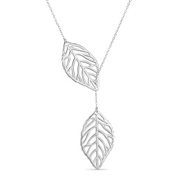 SHEGRACE Fashion Filigree 925 Sterling Silver Pendant Lariat Necklace, with Leaves Pendant