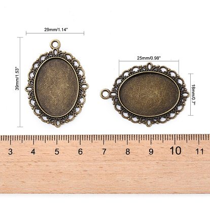 Alliage de zinc supports cabochons pendentif ovale, diy accessoires pour la fabrication de bijoux, sans cadmium et sans plomb, plateau: 25x18 mm, 39x29x2 mm, Trou: 2mm