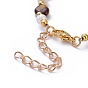 Bracelets de perles de pierres précieuses naturelles, avec des perles de nacre naturelle, perles en laiton et fermoirs à pince de homard en acier inoxydable