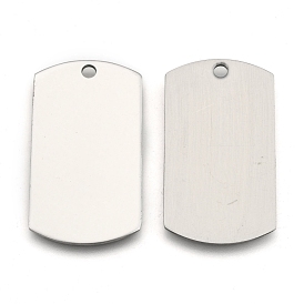201 Stainless Steel Rectangle Stamping Blank Tag Pendants, 43x24x1mm, Hole: 3mm