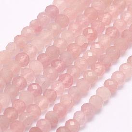 Natural Rose Quartz Beads Strands, Grade A, Faceted, Rondelle