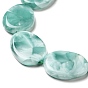 Brins de perles de verre naturel, Grade a, ovale, bleu aqua