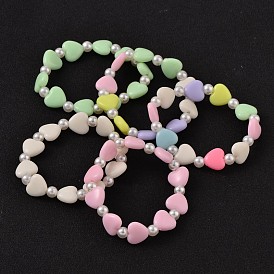 Acrylique opaque bracelets en perles extensibles pour enfants, avec imitation perles acryliques de perles, 43mm