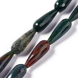 Natural Indian Agate Beads Strands, Faceted, Teardrop