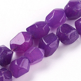 Natural Jade Beads Strands, Faceted, Nuggets, Dyed, , 8x10mm, Hole: 1mm