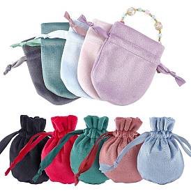 PandaHall Elite 10 Pcs 10 Colors Velvet Jewelry Pouches Bags, with Polyester Cord, Drawstring Bags, Rectangle