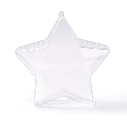 Pendentifs en plastique transparent ouvrables, Boule de Noël en plastique remplissable, étoiles