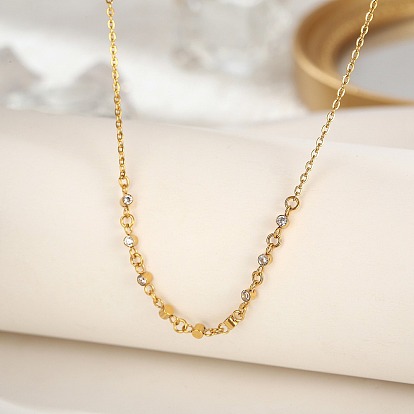 Cubic Zirconia Column Pendant Necklace with Brass Cable Chains