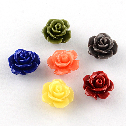 Dyed Flower Synthetical Coral Beads, 10x7mm, Hole: 1mm