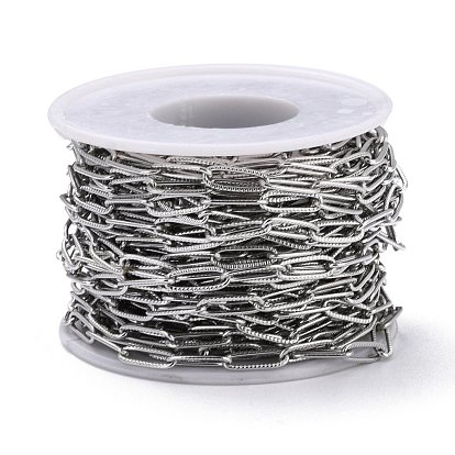 304 Stainless Steel Paperclip Chains, with Spool, Soldered