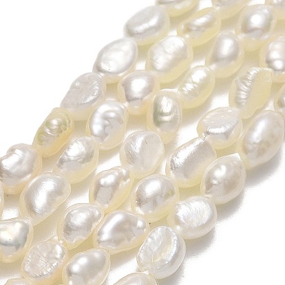Hilos de perlas de agua dulce cultivadas naturales, cuentas de perlas keshi, dos lados pulidos