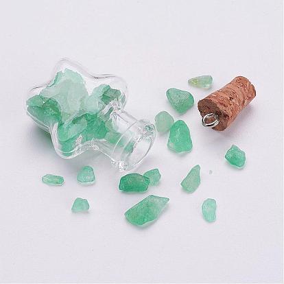 Decoración de colgante de piedras preciosas botella de vidrio transparente, con fornituras de hierro, estrella