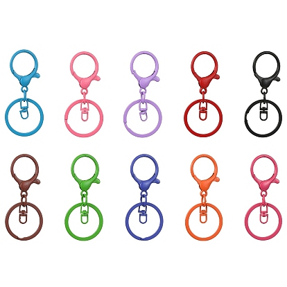 10Pcs 10 Colors Baking Painted Zinc Alloy Keychain Clasps