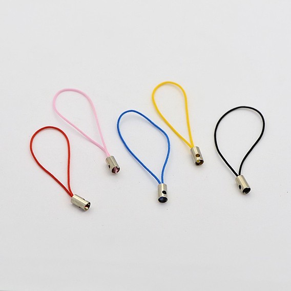 Mobile Phone Strap, DIY Cell Phone Straps, Nylon Cord Loop with Iron Ends, Platinum