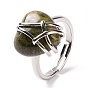 Регулируемое кольцо с драгоценным камнем в форме сердца, украшения из латунной проволоки для женщин, без кадмия и без свинца