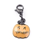 Halloween Theme Alloy Enamel Pendants Set, with 304 Stainless Steel Lobster Claw Clasps, Castle & Magic Hat & Pumpkin Jack-O'-Lantern & Mouth & Ghost with Witch Hat