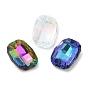 Pointed Back Glass Rhinestone Pendants, Faceted, Rectangle Charm