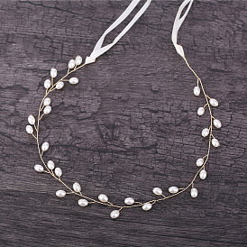 Minimalist Handmade Pearl Twisted Bead Soft Chain Hairband - Bridal Wedding Headpiece Girl Hair Chain.