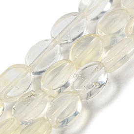 Brins de perles de verre en pierre de pastèque jaune, Ovale Plat