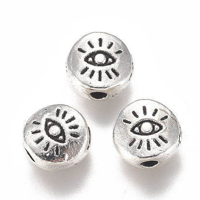 Alloy Beads, Flat Round with Eye