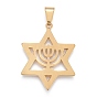 304 Stainless Steel Pendants, with Crystal Rhinestone, Star of David with Candelabrum