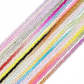 Transparent Gradient Color Glass Beads Strands, Faceted Round