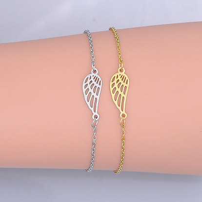 201 Stainless Steel Link Bracelets, with Lobster Claw Clasps, Wing