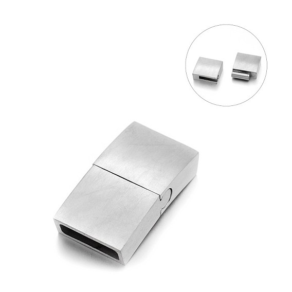 Matte 304 Stainless Steel Rectangle Magnetic Clasps with Glue-in Ends