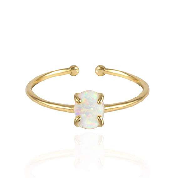 Opalite Cuff Rings, Open Rings, with Brass Findings, Lead Free & Cadmium Free