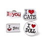 Valentine's Day Theme Enamel Pin, Word I Love Alloy Brooch for Backpack Clothes, Platinum