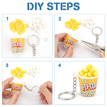 Olycraft DIY Popcorn Cup Keychain Making Kit, Including PVC Artificial Resin Popcorn, Plastic Pendants, Iron Keychain Findings & Ring