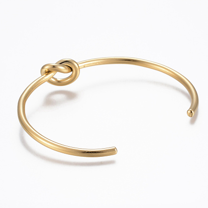 Trendy 304 Stainless Steel Torque Cuff Bangles, Knot