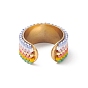 Стеклянные бисерные кольца сглаза с открытыми манжетами, золотые украшения из нержавеющей стали