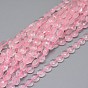 Natural Rose Quartz Beads Strands, Faceted, Flat Round
