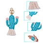 3pcs llavero arcoíris boho llaveros mujeres tejiendo cactus borla llavero personalizado llavero titular para billetera colgante decoraciones